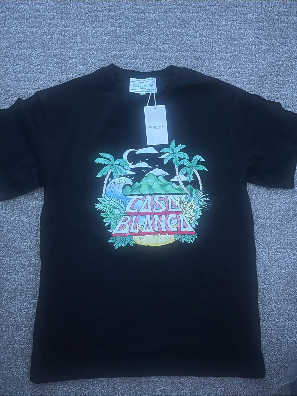 Casablanca Black Tropical Graphic Short-Sleeve Tee
